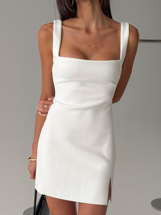 Princess Polly Dresses & Skirts - Princess Polly Square Neck White Mini Dress with Shoulder Straps